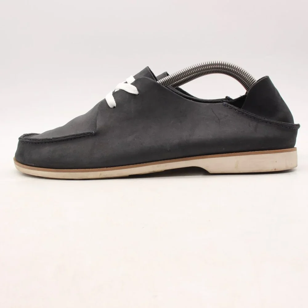 OLUKAI Holokai Men's Size 10.5 Leather Lace Up Comfort Boat Shoes Dark Navy